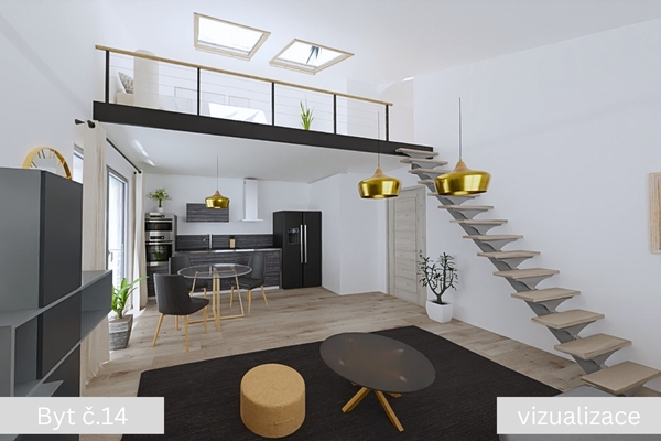 PRODEJ BYTU 3 + kk, loft + balkon, 86.8 m², Žleby, ul. Polní 